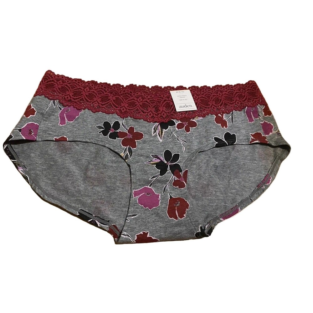 Auden Women's Cotton Blend Hipster Underwear with Lace Waistband - Med